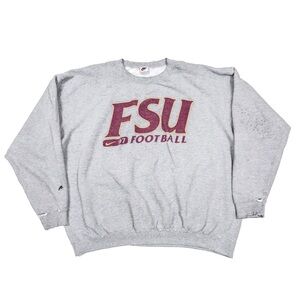 VTG 1997 Nike Florida State University Football Sweatshirt XL Gray Distressed